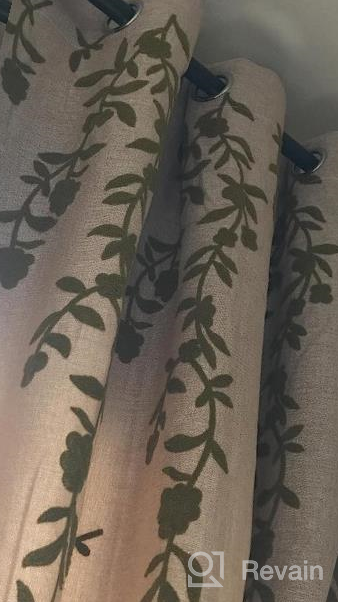img 1 attached to Melodieux Flower Embroidery Linen Blackout Curtains For Living Room Bedroom Silver Grommet Window Drape, Beige/Green, 52 By 84 Inch (1 Panel) review by Pushkraj Barton