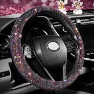 💎 sparkling diamond steering wheel cover: bling crystals, black with red accents - fits 14 1/2 - 15 inch wheels - for women, men, and girls логотип