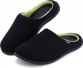 img 4 attached to Men'S Knit Slippers With Arch Support - Warm Slip-On House Shoes By WHITIN