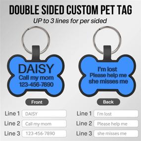 img 1 attached to Personalized Silicone Dog Name Tag With Deep Engraving And Silencer - Double-Sided Customized Pet Collar Tag For Cats And Dogs In Blue Bone Shape: Joytale