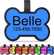 personalized silicone dog name tag with deep engraving and silencer - double-sided customized pet collar tag for cats and dogs in blue bone shape: joytale logo