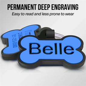 img 3 attached to Personalized Silicone Dog Name Tag With Deep Engraving And Silencer - Double-Sided Customized Pet Collar Tag For Cats And Dogs In Blue Bone Shape: Joytale