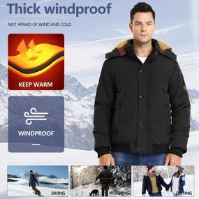 img 2 attached to Зимнее тепло: мужская утепленная куртка-пуховик со съемным капюшоном