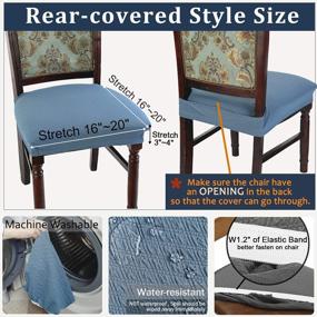 img 3 attached to 6-Pack Sky Blue BUYUE Luxury Dining Room Chair Covers - Easy Installation, Stretchy Jacquard Armless Kitchen Chair Seat Protectors With Rear Covered.