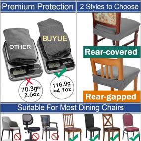 img 1 attached to 6-Pack Sky Blue BUYUE Luxury Dining Room Chair Covers - Easy Installation, Stretchy Jacquard Armless Kitchen Chair Seat Protectors With Rear Covered.