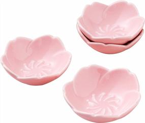 img 4 attached to Jusalpha Pink Cherry Blossom Porcelain Sauce Dish, Seasoning Dish, Sushi Soy Dipping Bowl, Dessert Bowl, Appetizer Plates, Serving Dish For Kitchen Home (Set Of 4, Pink)