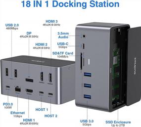 img 3 attached to 💻 Ultimate USB C Docking Station Dual Monitor: MacBook Dell XPS Compatible, Multiport Adapter Dongle with 4K HDMI, 5 USB Ports, SSD Enclosure, DP, Ethernet, SD/TF for MacBook Pro M1 2021, HP, Surface Go Laptops