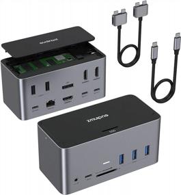 img 4 attached to 💻 Ultimate USB C Docking Station Dual Monitor: MacBook Dell XPS Compatible, Multiport Adapter Dongle with 4K HDMI, 5 USB Ports, SSD Enclosure, DP, Ethernet, SD/TF for MacBook Pro M1 2021, HP, Surface Go Laptops