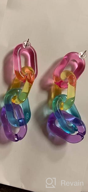 img 1 attached to Dazzling Rainbow Clear Pastel Acrylic Extra Long Link Chain Earrings: Unique Statement Resin Geometric Paperclip Chain Drops – Colorful Lightweight Jewelry for Women & Girls – Perfect Gifts review by Prem Robinson