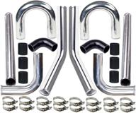 moosun 2-inch 8-piece universal intercooler pipe piping turbo polished aluminum kit with silicone hoses & stainless steel t-clamps - enhancing seo logo