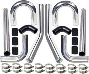 img 4 attached to MooSun 2-inch 8-Piece Universal Intercooler Pipe Piping Turbo Polished Aluminum Kit with Silicone Hoses & Stainless Steel T-Clamps - Enhancing SEO