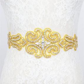 img 4 attached to Rhinestone Applique Wedding Bridal Crystal Women's Accessories - Belts