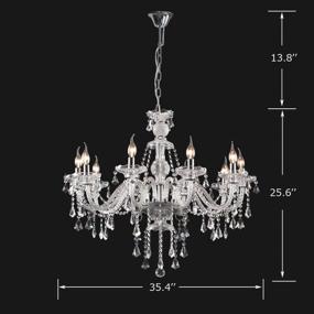 img 2 attached to Ridgeyard Clear 10 Lights Modern Luxurious K9 Crystal Chandelier Candle Pendant Lamp Ceiling Living Room Lighting For Dining Living Room Bedroom Hallway Entry 25.6 X 35.4 Inch Gift Idea (Clear)