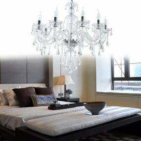 img 4 attached to Ridgeyard Clear 10 Lights Modern Luxurious K9 Crystal Chandelier Candle Pendant Lamp Ceiling Living Room Lighting For Dining Living Room Bedroom Hallway Entry 25.6 X 35.4 Inch Gift Idea (Clear)