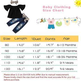 img 3 attached to 👖 Stylish Toddler Baby Girl Jeans Outfit Set with Black Top, Ripped Denim & Accessories - 4PCS