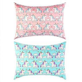 img 3 attached to 100% Cotton Toddler Pillowcases For Girls 14X19, 13X18, 12X16 - Cute Princess Unicorn Printings Set Of 2