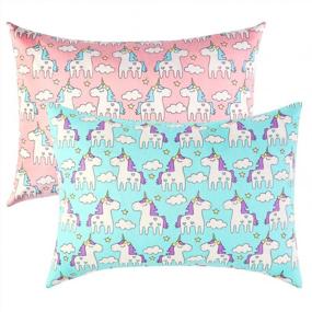 img 4 attached to 100% Cotton Toddler Pillowcases For Girls 14X19, 13X18, 12X16 - Cute Princess Unicorn Printings Set Of 2