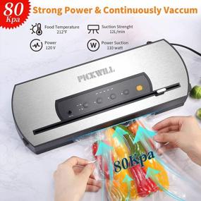 img 2 attached to PICKWILL 80KPa Automatic Food Vacuum Sealer With Starter Bags & Rolls, Dry/Moist Modes, Built-In Cutter, Compact Design For Easy Use
