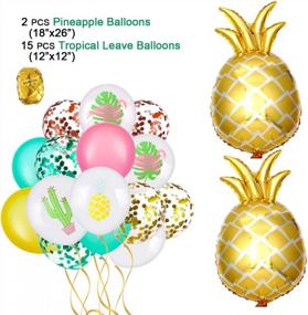 img 2 attached to 78 шт. Гавайские товары для вечеринок в Луау - баннеры Алоха, топпер с фламинго и воздушные шары с ананасами!