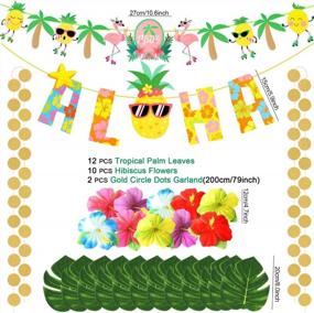 img 3 attached to 78 шт. Гавайские товары для вечеринок в Луау - баннеры Алоха, топпер с фламинго и воздушные шары с ананасами!