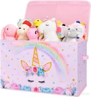 🦄 unicorn toy box - collapsible oxford storage bin: ideal organizer for girls' bedroom, nursery, or living room logo