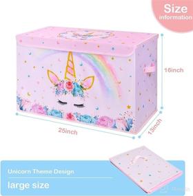 img 3 attached to 🦄 Unicorn Toy Box - Collapsible Oxford Storage Bin: Ideal Organizer for Girls' Bedroom, Nursery, or Living Room