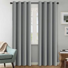 img 4 attached to Extra Long 108 Inch Blackout Curtains For Bedroom - Thermal Insulated Grommet Room Darkening Window Treatment Draperies/Panels In Dove Gray, 2 Panels