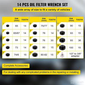 img 2 attached to 🔧 VEVOR Oil Filter Socket Set, 14 Pcs Wrench Set, Durable Steel Socket, 3/8" Low Profile Oil Filter Socket Set For Easy Access, Wrench Cap Set with Case