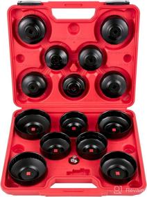 img 4 attached to 🔧 VEVOR Oil Filter Socket Set, 14 Pcs Wrench Set, Durable Steel Socket, 3/8" Low Profile Oil Filter Socket Set For Easy Access, Wrench Cap Set with Case