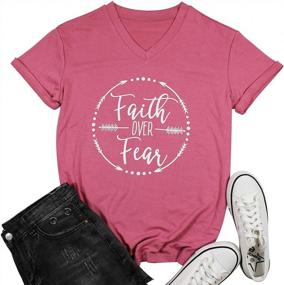img 4 attached to Embrace Your Faith With This Arrow Letters Print T-Shirt For Women - Short-Sleeved V-Neck Christian Top