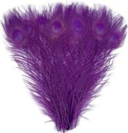 фиолетовые павлиньи перья: 20 окрашенных перьев размером 10–12 дюймов для декора, поделок и моды логотип