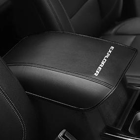 img 4 attached to Защитный коврик для подлокотника салона автомобиля CEBAT для Ford Explorer 2012-2019, антицарапающая кожа, черные швы - аксессуары для интерьера.