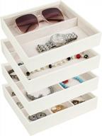jackcube design 4 stackable trays jewelry storage display case for drawer or dresser - earring ring necklace cufflinks holder mk220-2abcd logo