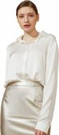 escalier women's silk blouse long sleeve satin button down shirt casual work office silky blouse top logo