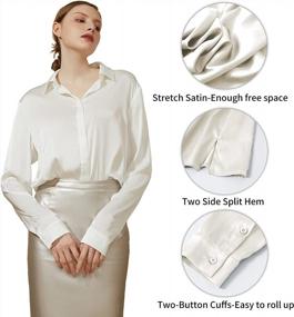 img 3 attached to Escalier Women'S Silk Blouse Long Sleeve Satin Button Down Shirt Casual Work Office Silky Blouse Top