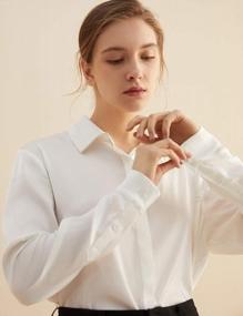 img 1 attached to Escalier Women'S Silk Blouse Long Sleeve Satin Button Down Shirt Casual Work Office Silky Blouse Top