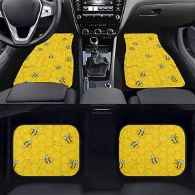 img 3 attached to HUGS IDEA 4 Piece Front And Rear Floor Mats With Bee Pattern Non Slip Rubber Backing Automotive Interior Accessories Universal Fit Most Vehicles