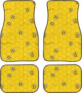 hugs idea 4 piece front and rear floor mats with bee pattern non slip rubber backing automotive interior accessories universal fit most vehicles logo