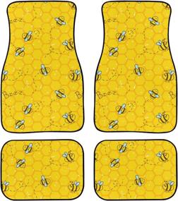 img 4 attached to HUGS IDEA 4 Piece Front And Rear Floor Mats With Bee Pattern Non Slip Rubber Backing Automotive Interior Accessories Universal Fit Most Vehicles
