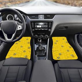 img 2 attached to HUGS IDEA 4 Piece Front And Rear Floor Mats With Bee Pattern Non Slip Rubber Backing Automotive Interior Accessories Universal Fit Most Vehicles