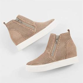 img 2 attached to Women'S Fashion Sneaker Wedge High Top Platform Zipper Flats Closed Toe Shoes By LAICIGO