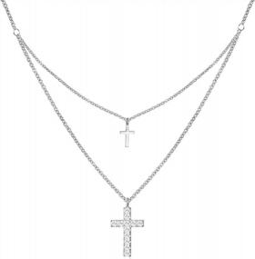 img 4 attached to Stylish HAWSON 18K Gold Plated Cross Pendant Necklace With Cubic Zirconia Stones - Perfect For Friendship And Couple Gifts