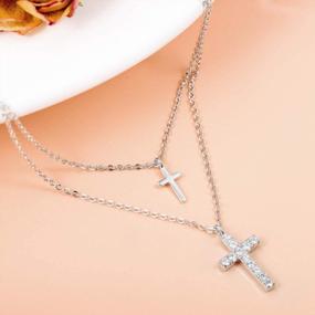 img 1 attached to Stylish HAWSON 18K Gold Plated Cross Pendant Necklace With Cubic Zirconia Stones - Perfect For Friendship And Couple Gifts