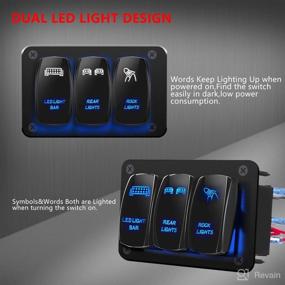 img 1 attached to 🚗 DaierTek LED Light Bar Switch Panel - 3 Gang Rocker Switch Panel, 12V Toggle Switch Panel for Truck Car RZR Jeep RV Automotive Marine Boat - Blue 12 Volt Switch Panel with Waterproof Features