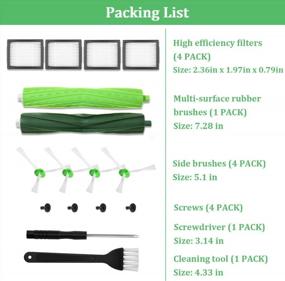 img 3 attached to 16-Pack IRobot Roomba E5, E6, E7, I3, I7+, And Plus Vacuum Cleaner Replacement Parts Kit - Includes 1 Set Of Rubber Brushes + 4 Filters + 4 Side Brushes
