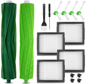 img 4 attached to 16-Pack IRobot Roomba E5, E6, E7, I3, I7+, And Plus Vacuum Cleaner Replacement Parts Kit - Includes 1 Set Of Rubber Brushes + 4 Filters + 4 Side Brushes
