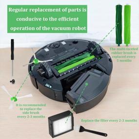 img 2 attached to 16-Pack IRobot Roomba E5, E6, E7, I3, I7+, And Plus Vacuum Cleaner Replacement Parts Kit - Includes 1 Set Of Rubber Brushes + 4 Filters + 4 Side Brushes