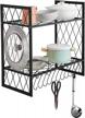 maidmax pot rack, 2 tier wall mounted pot and pan rack pot storage shelf hanging pot rack with 14 s hooks for pans utensils wall or counter, adjustable height, 23.6'' x 11.8'' x 23.6'', black logo