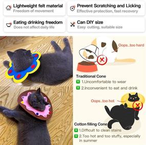 img 3 attached to 🐱 Spark Fun 2PCS Adorable Cat Cone Collar Elizabeth Collars - Light, Soft Recovery E-Collar to Prevent Licking and Biting. Ideal Cone of Shame After Surgery, with Flower and Donut Design - Suitable for Cats and Kittens (Size: Small)