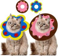 🐱 spark fun 2pcs adorable cat cone collar elizabeth collars - light, soft recovery e-collar to prevent licking and biting. ideal cone of shame after surgery, with flower and donut design - suitable for cats and kittens (size: small) logo